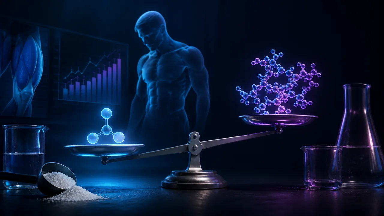 Editorial illustration for Creatine and peptides: what the evidence actually shows