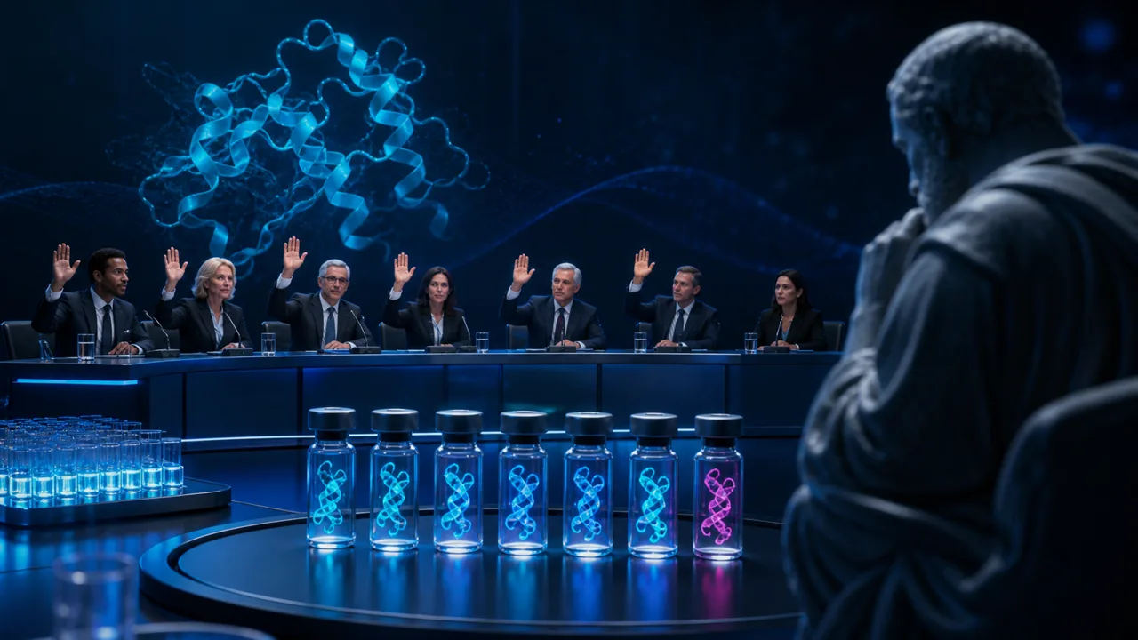 Editorial illustration for FDA advisers vote to back six of seven peptides, over the agency's objections