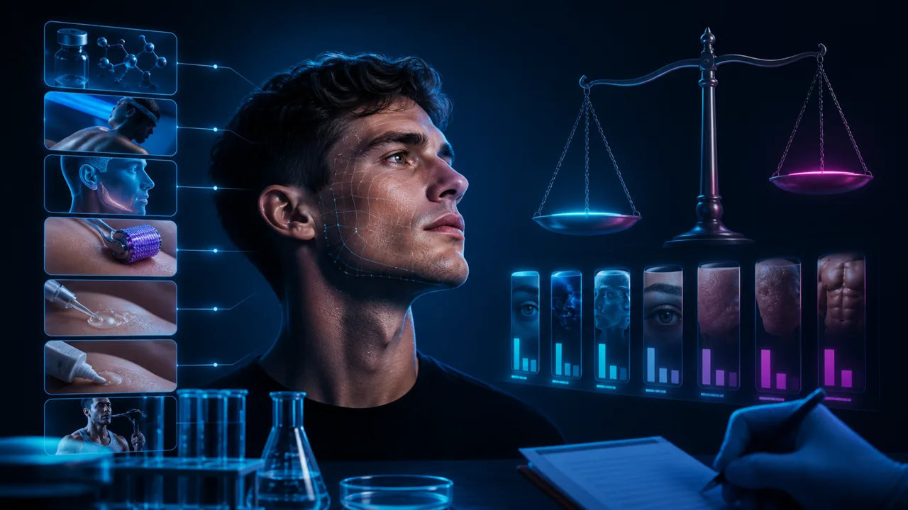 Editorial illustration for Looksmaxxing: 18 methods rated by evidence