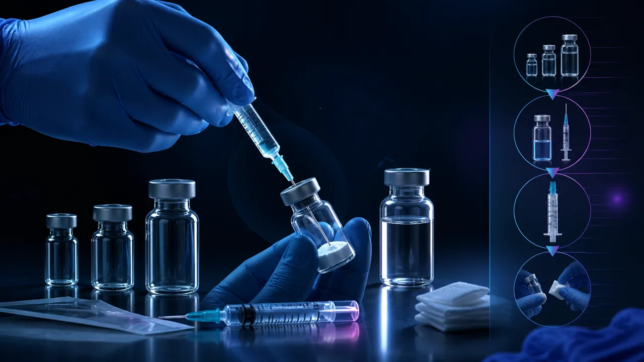 Editorial illustration for How to reconstitute peptides: calculator + step-by-step guide