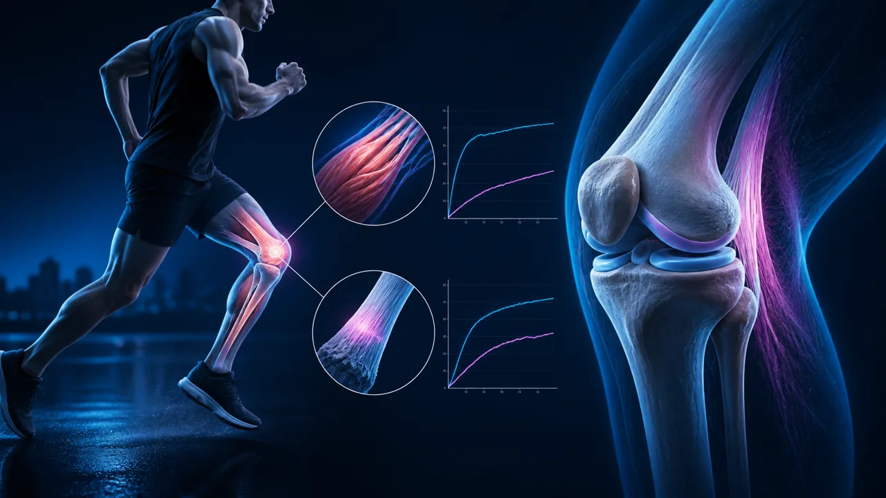 Editorial illustration for Why your tendons lag behind your muscles when you start running (and how your knee handles the load)