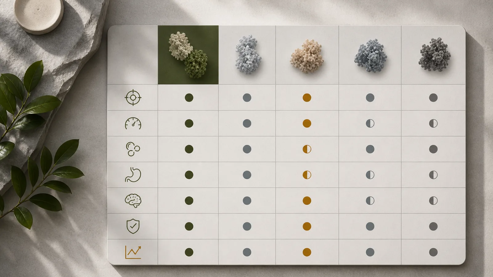 An editorial visual showing the variables or candidates being compared without implying that more components are better.