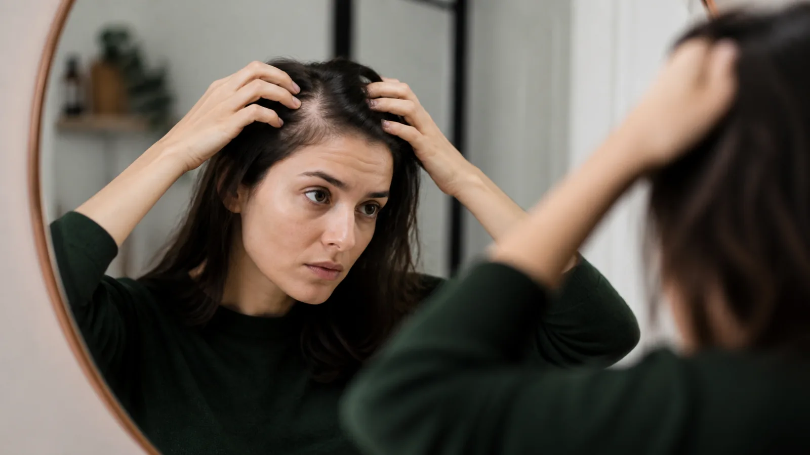 A documentary scene showing natural skin or hair texture and realistic evaluation.