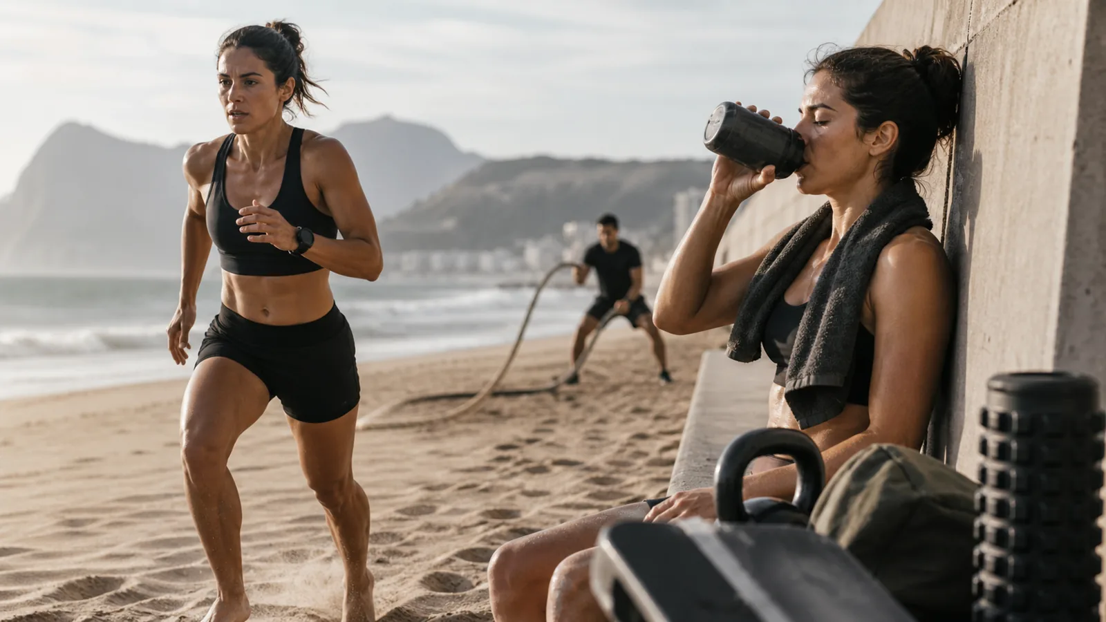 A documentary scene showing real recreational movement, training load, recovery, and function.
