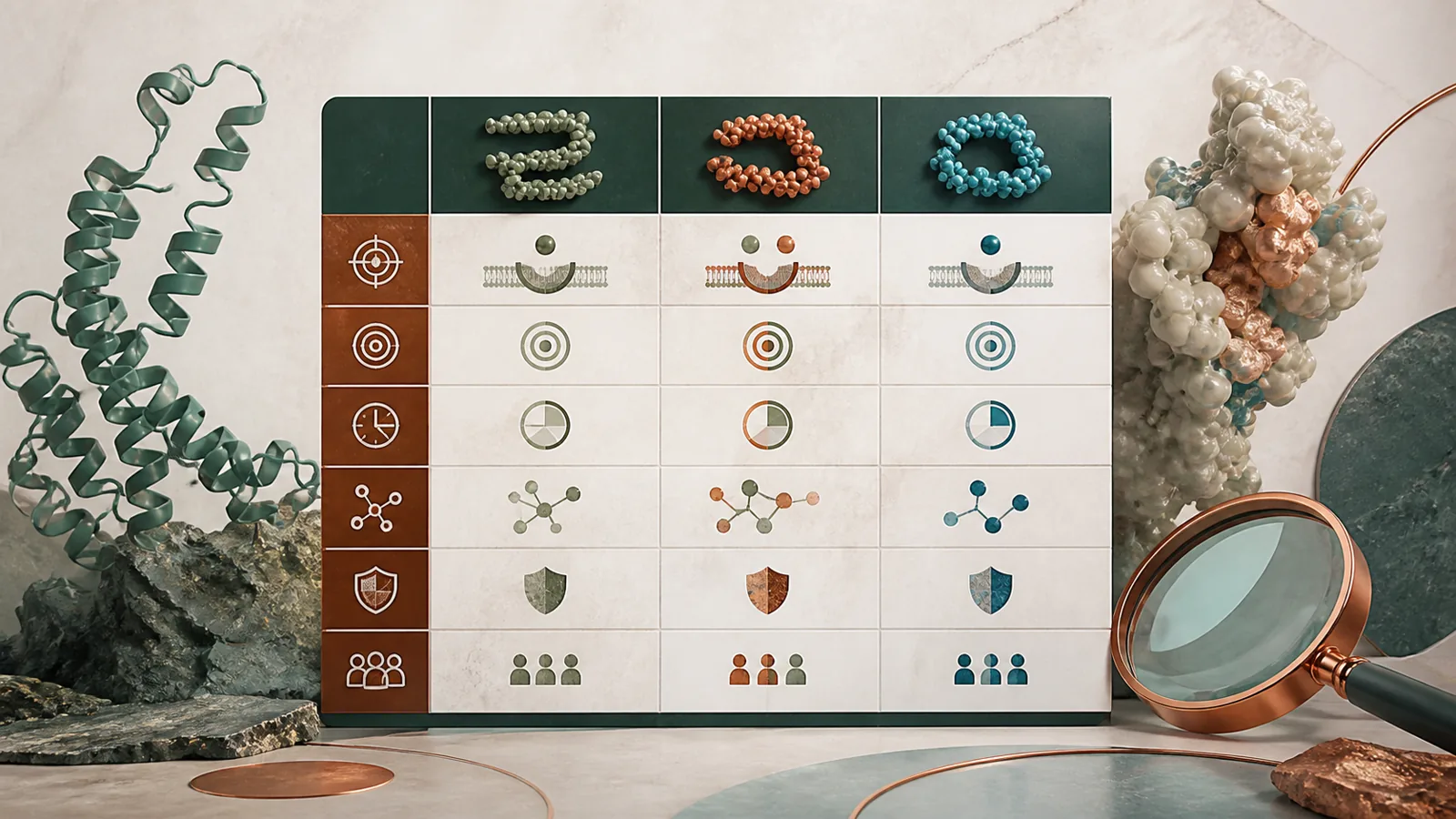 An editorial visual showing the variables or candidates being compared without implying that more components are better.