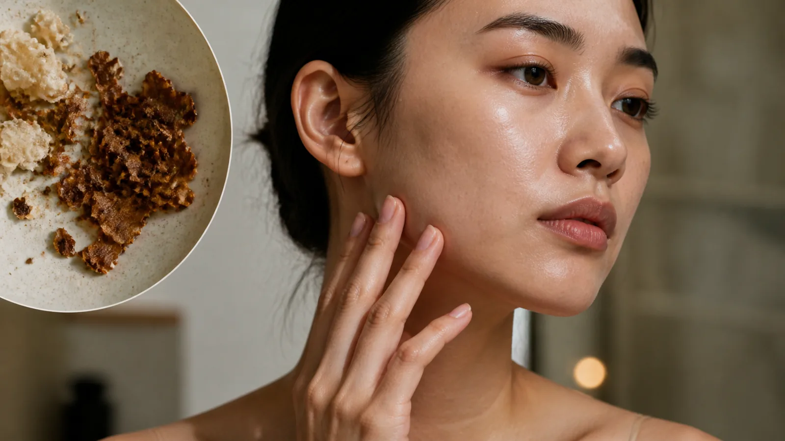 A documentary scene showing natural skin or hair texture and realistic evaluation.