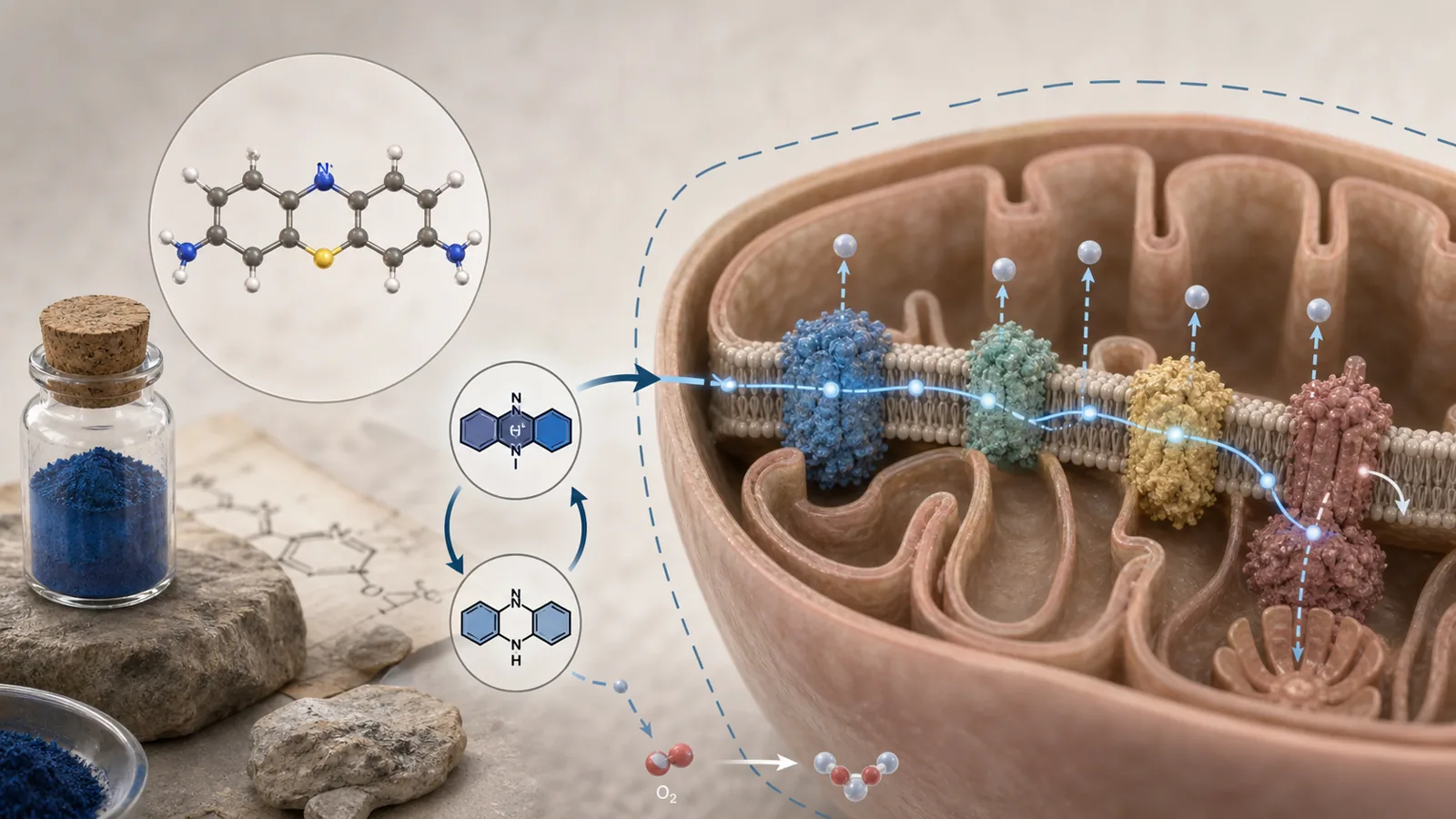An editorial diagram showing the relevant mitochondrial pathway and its evidence boundary.