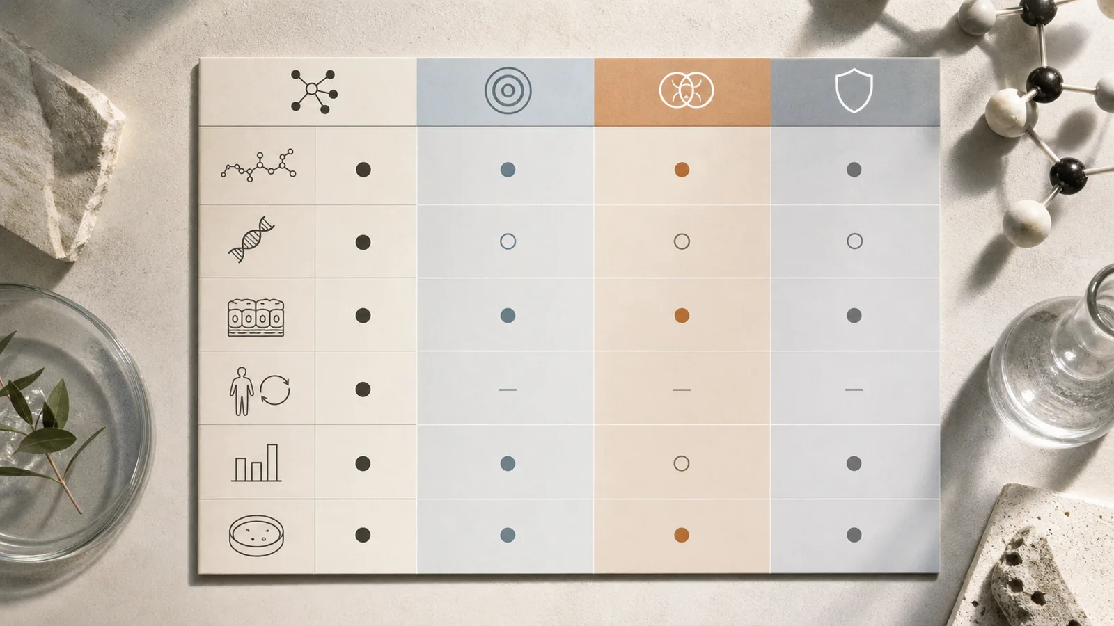 An editorial visual showing the variables or candidates being compared without implying that more components are better.